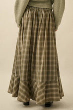 Load image into Gallery viewer, Plaid Flannel Button-Front Drawstring Maxi Skirt
