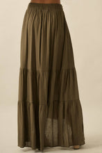 Load image into Gallery viewer, Stella Striped Lace-Trim Tiered Button-Front Maxi Skirt