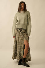Load image into Gallery viewer, Plaid Flannel Button-Front Drawstring Maxi Skirt