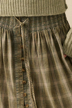 Load image into Gallery viewer, Plaid Flannel Button-Front Drawstring Maxi Skirt