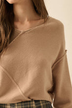 Load image into Gallery viewer, Stella Solid Knit V-Neck Exposed-Seam Sweater