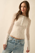 Load image into Gallery viewer, Fiona Floral Lace Raglan-Sleeve Henley Top