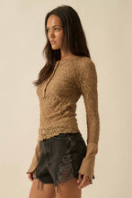 Load image into Gallery viewer, Fiona Floral Lace Raglan-Sleeve Henley Top