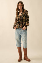 Load image into Gallery viewer, Cora Vintage Button Ruffle-Cuff Top