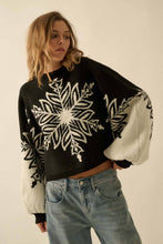 Load image into Gallery viewer, BELLAVIDA Snowflake Jacquard-Knit Dolman-Sleeve Sweater