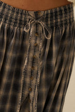 Load image into Gallery viewer, Plaid Flannel Button-Front Drawstring Maxi Skirt