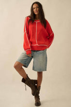 Load image into Gallery viewer, Stacy Red Exposed-Seam Oversize Sweater