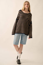 Load image into Gallery viewer, Striped Textured Knit Oversized Sweater