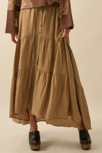 Load image into Gallery viewer, Stella Striped Lace-Trim Tiered Button-Front Maxi Skirt