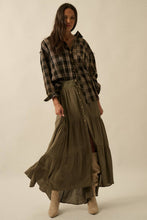 Load image into Gallery viewer, Stella Striped Lace-Trim Tiered Button-Front Maxi Skirt