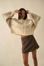 Load image into Gallery viewer, BELLAVIDA Snowflake Jacquard-Knit Dolman-Sleeve Sweater