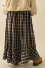 Load image into Gallery viewer, Plaid Flannel Button-Front Drawstring Maxi Skirt