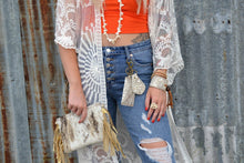 Load image into Gallery viewer, **Embossed Leather Key Chain - Oyster Paisley