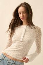 Load image into Gallery viewer, Fiona Floral Lace Raglan-Sleeve Henley Top