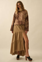 Load image into Gallery viewer, Stella Striped Lace-Trim Tiered Button-Front Maxi Skirt