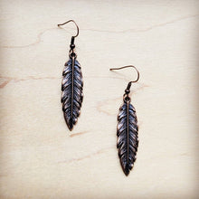 Load image into Gallery viewer, Antiqued Copper Feather Earrings