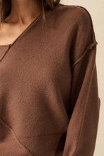 Load image into Gallery viewer, Stella Solid Knit V-Neck Exposed-Seam Sweater
