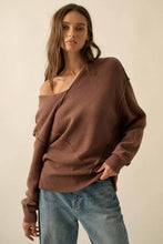 Load image into Gallery viewer, Stella Solid Knit V-Neck Exposed-Seam Sweater