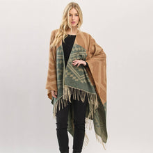 Load image into Gallery viewer, Aztec Print Pattern Fringe Ruana