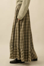 Load image into Gallery viewer, Plaid Flannel Button-Front Drawstring Maxi Skirt