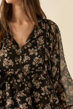 Load image into Gallery viewer, Floral Chiffon Babydoll Peasant Top