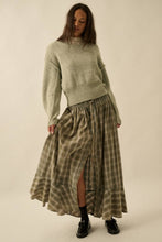 Load image into Gallery viewer, Plaid Flannel Button-Front Drawstring Maxi Skirt