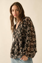 Load image into Gallery viewer, Floral Chiffon Babydoll Peasant Top