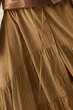 Load image into Gallery viewer, Stella Striped Lace-Trim Tiered Button-Front Maxi Skirt