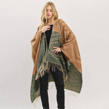 Load image into Gallery viewer, Aztec Print Pattern Fringe Ruana