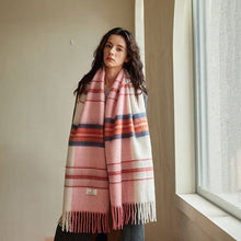 Load image into Gallery viewer, Blue Plaid Faux Cashmere Scarf – Winter Warm