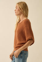Load image into Gallery viewer, Gia Short-Sleeve Pointelle Ribbed Knit Sweater