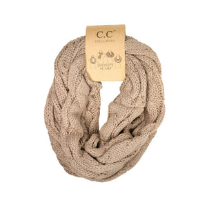 Solid Cable Knit CC Infinity Scarf