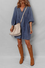 Load image into Gallery viewer, Candy Pleated Denim Mini Dress