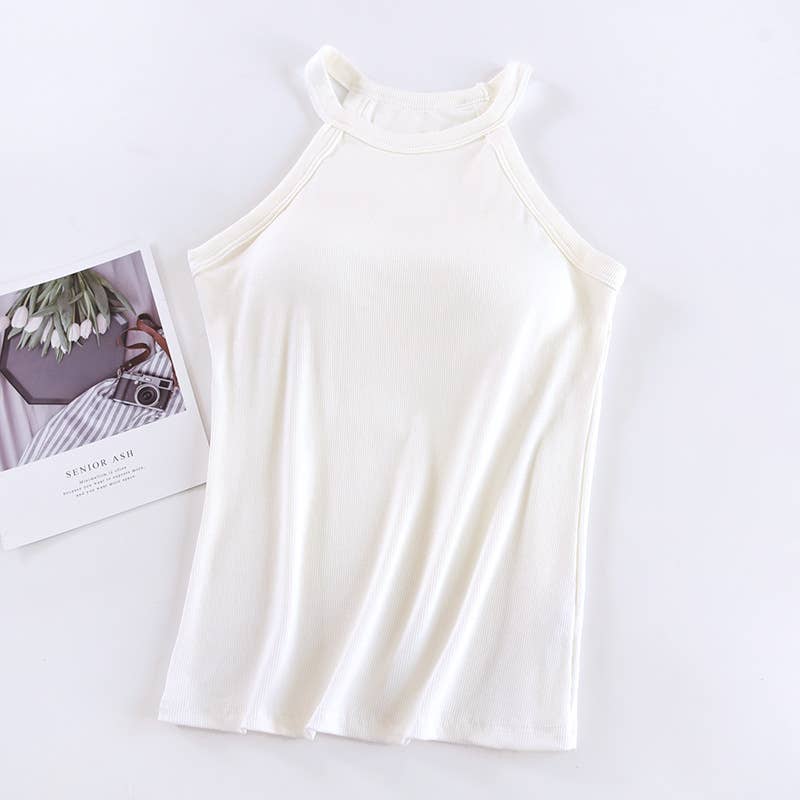 Basic Halter Top with built-in bra tank top