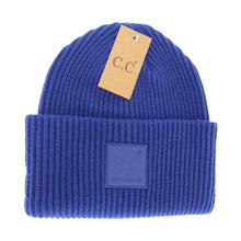 Load image into Gallery viewer, Solid Ribbed CC Beanie with Rubber Patch