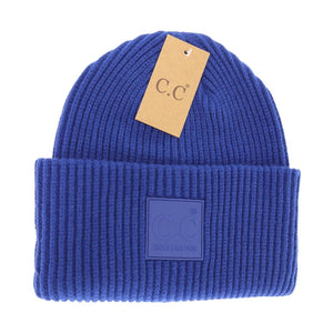 Solid Ribbed CC Beanie with Rubber Patch