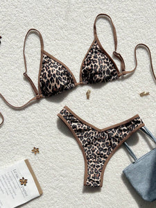 Boho Print Lace-Up Bikini Swimsuit