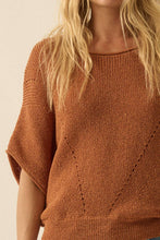 Load image into Gallery viewer, Gia Short-Sleeve Pointelle Ribbed Knit Sweater