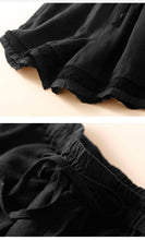 Load image into Gallery viewer, Floral crochet lace patchwork cotton linen shorts
