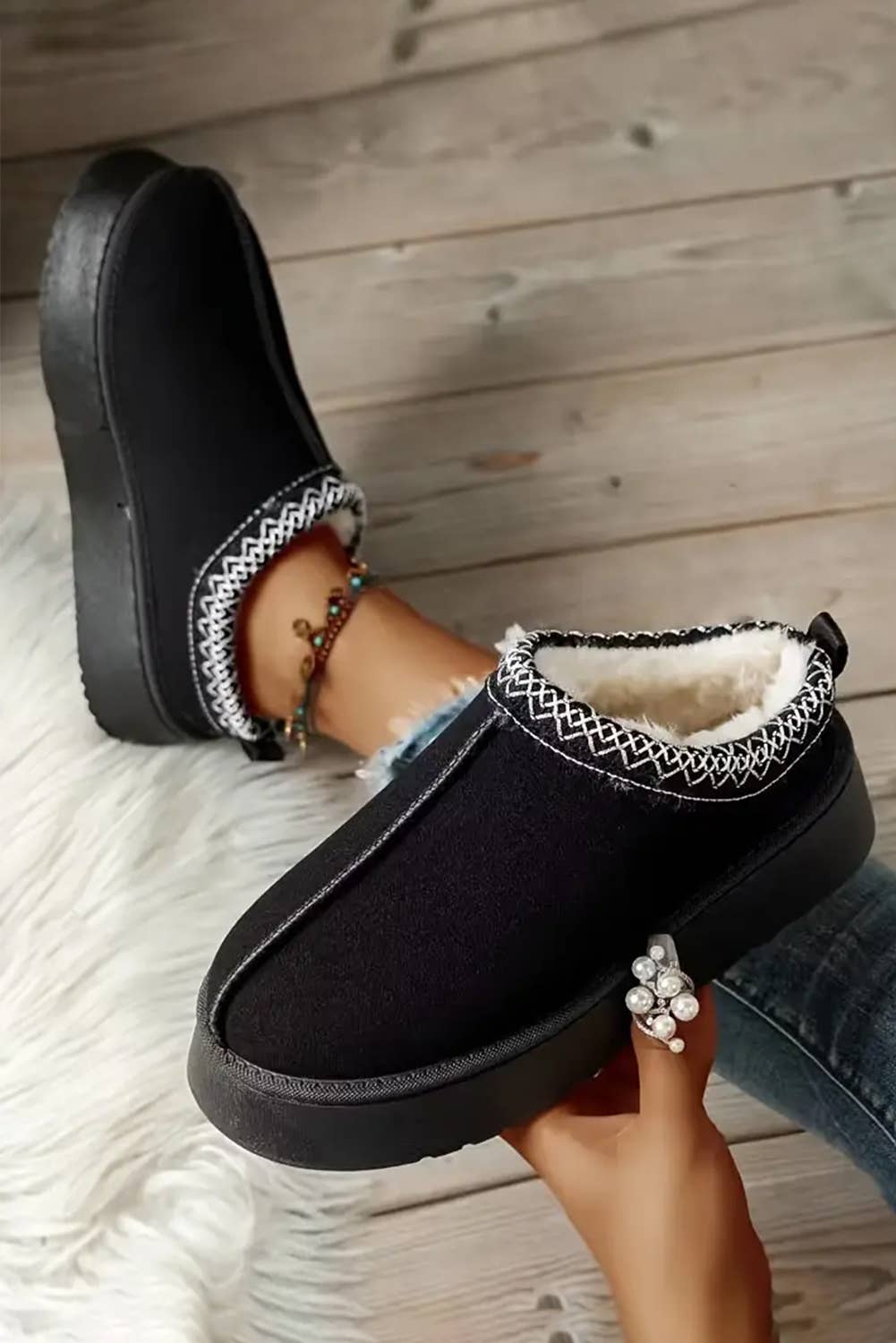 Faux Suede Plush Lined Slipper Boots