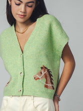 Load image into Gallery viewer, Western Horse V Neck Cropped Cardigan