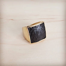 Load image into Gallery viewer, Square Sparkle Gilded Statement Ring 013nn