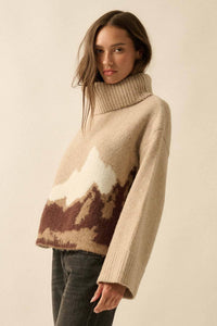 Mountains Fuzzy Turtleneck Sweater