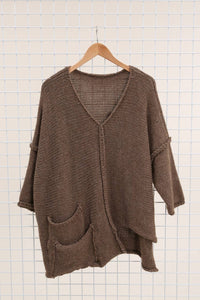 Asymmetric Oversized Sweater with Pocket - made in Italy