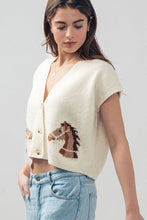 Load image into Gallery viewer, Western Horse V Neck Cropped Cardigan