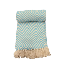 Load image into Gallery viewer, Teal, Blue, Plum, Tan or Black 100% Cotton Throw Blanket