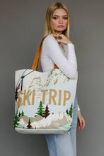 Load image into Gallery viewer, Lt. Blue Ski Trip Scene Tote