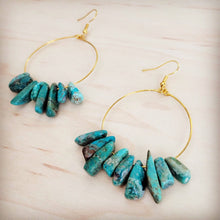 Load image into Gallery viewer, Beaded Hoop Earrings- Genuine Natural Turquoise Stacked Stones