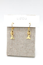 Load image into Gallery viewer, Small Articulated Gold Fish Earrings