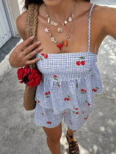 Load image into Gallery viewer, Cherry Check Cami Tank